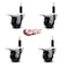 Service Caster 3'' Phenolic Swivel 1-1/8'' Expanding Stem Caster Set Total Lock Brake, 4PK SCC-EXTTL20S314-PHS-118-4 - alternate 2